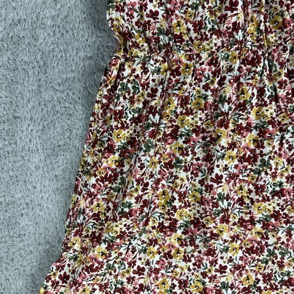 Time and Tru Cottagecore Flutter Sleeve Dress XL 16 18 Wildflower Tiered Midi - Picture 6 of 15